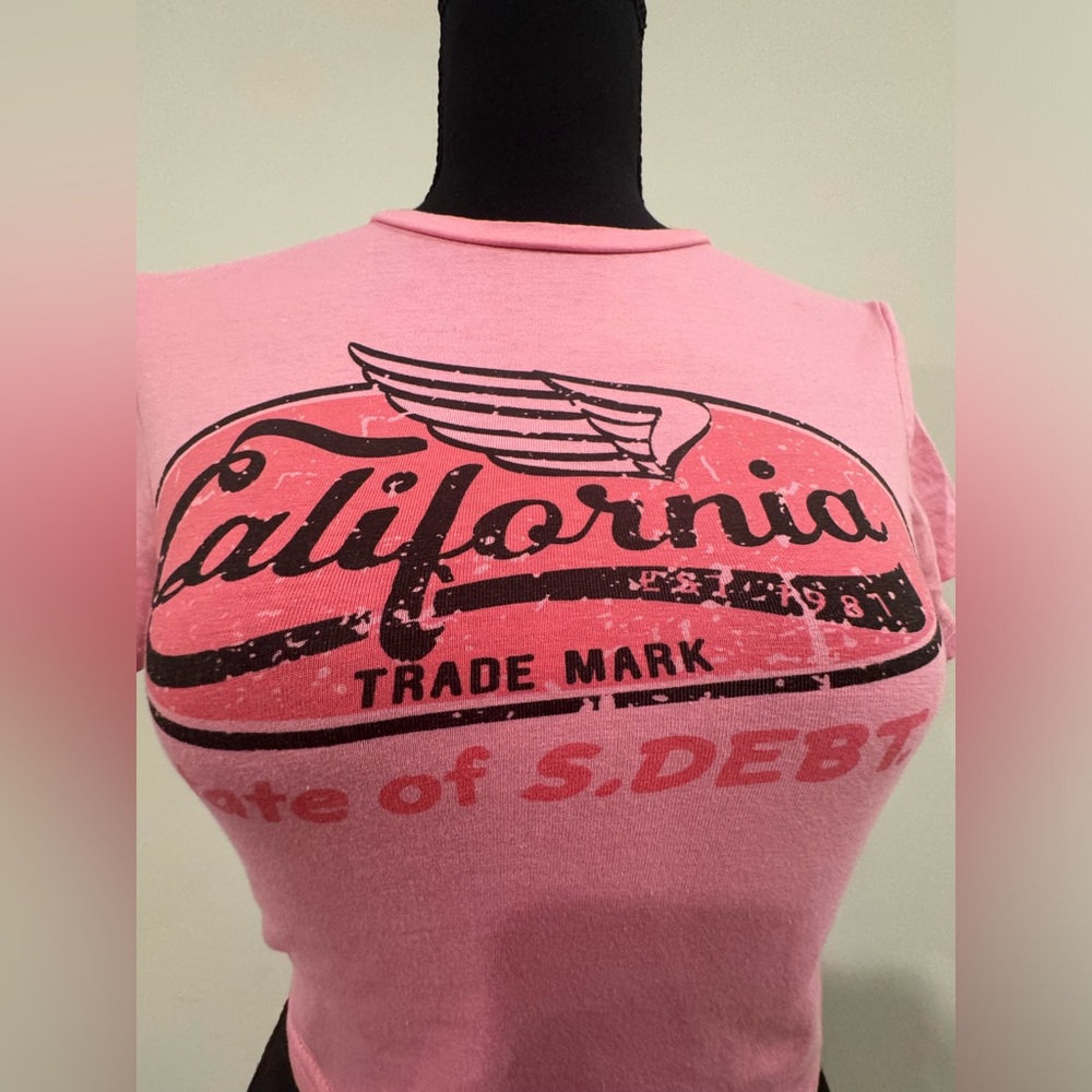 XS crop top bright pink summer top women’s/girls new black California vintage
